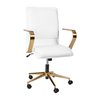 Flash Furniture White LeatherSoft Office Chair with Gold Arms GO-21111B-WH-GLD-GG